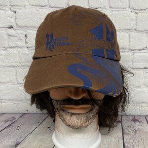 Disney Pirates of the Caribbean Dad Hat Distressed Cap Brown Adjustable Strap